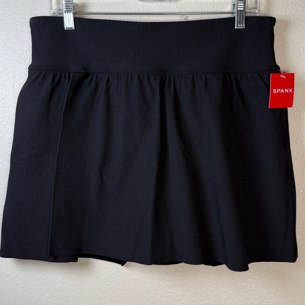SPANX Get Moving Contour Rib Front Slit Skort 1X Very Black Sporty Tennis NEW - Picture 4 of 17
